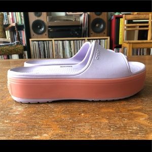 Crocband Platform Slide Crocs - Peach/Purple